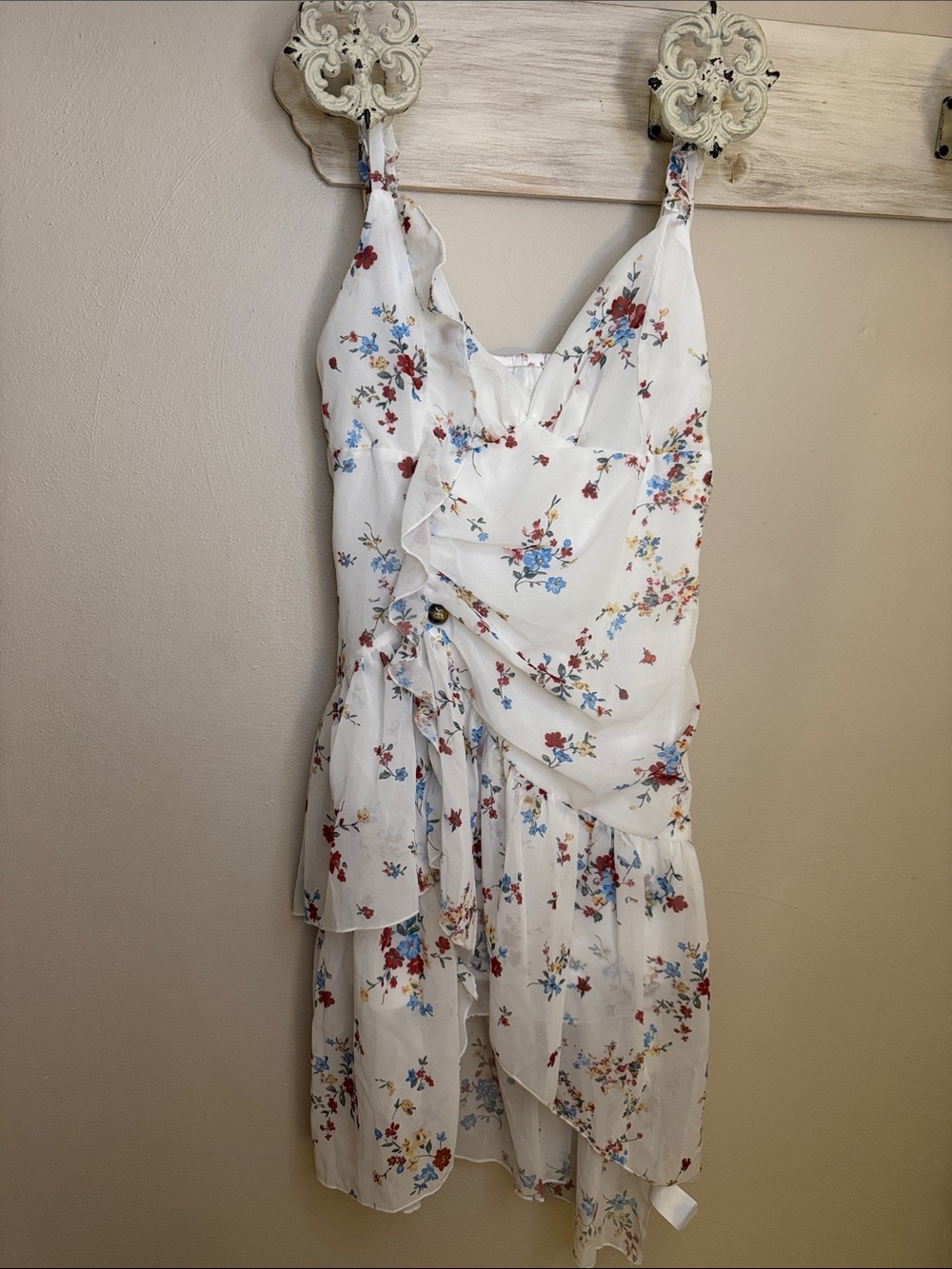 White Floral Ruffle Sundress